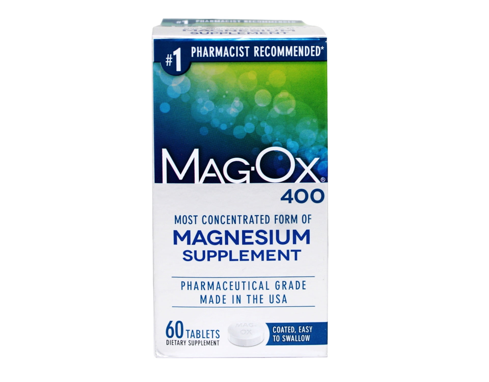 Mag-Ox 400 Magnesium Supplement Tablets Coated Easy to Swallow 60 Count (Pack of 2)