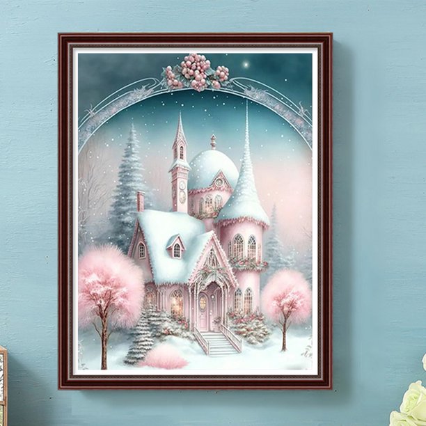 Cuadros Decorativos 5D bricolaje ronda completa taladro diamante pintura Castillo Kit arte decoración del hogar (B6369) Wdftyju embutido en tela