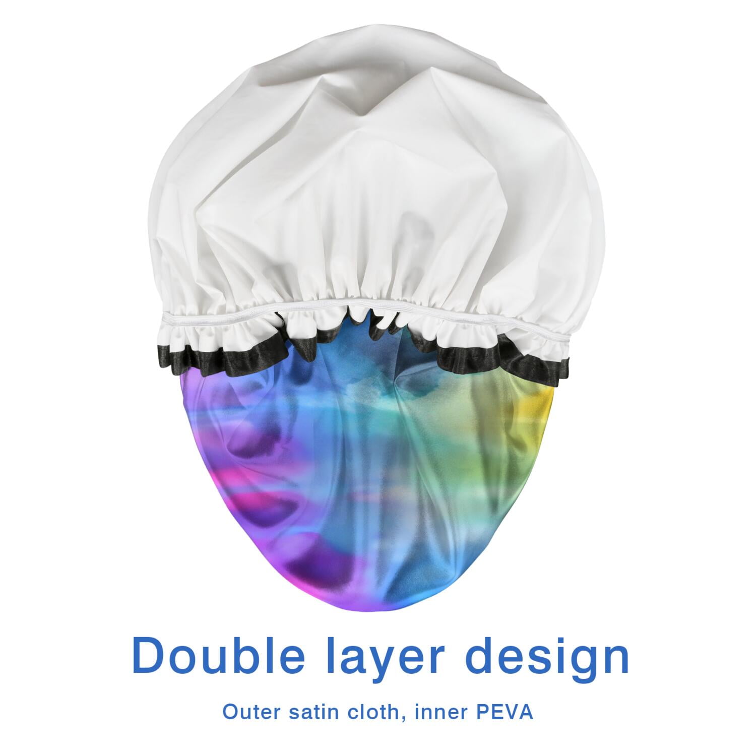 Shower Caps,Colorful Tie Dye Pattern Waterproof Shower Cap for Women 4 Pieces,Double Reusable Hair Cover for Shower PEVA Elastic Stretch Hem