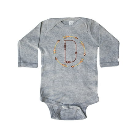

Inktastic D Monogram Letter Tribal Wreath Gift Baby Boy or Baby Girl Long Sleeve Bodysuit