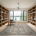 thumbnail image 2 of ODIKA 9'x12' Blue Beige Geometric Medallion Design Washable Area Rug Intricate Symmetrical Pattern with Border Details for Great Room, Indoor Concept, Large Living Low Pile, Flatwoven, 2 of 7