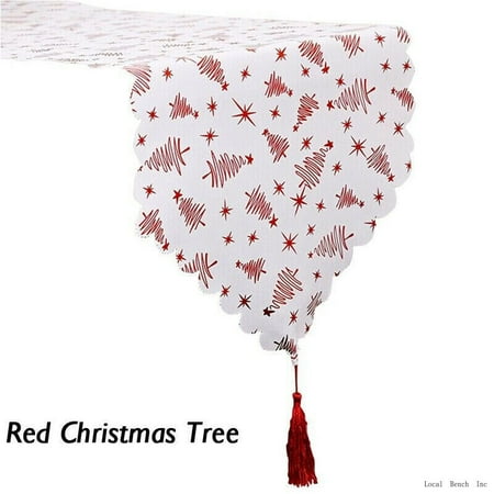 

Christmas Table Runner Star Christmas Tree Design Table Runner Tablecloth Decor