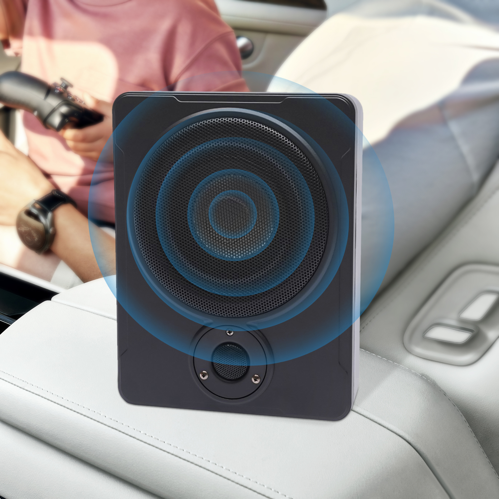 ChicHomey ​​Car Subwoofer Mini 7.5cm Thin Body,200W Car Subwoofer High Pure Bass Under-Seat Amplifiers Speaker for Cars, Trucks, or Jeeps