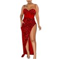 thumbnail image 2 of FcBaudy Camisole Sans Manches Robe Col en V, Robes d'Été pour Femmes, Robes pour Femmes Robe Fendue Irrégulière en Maille Solide Robe Col en V pour Femmes, 2 of 5