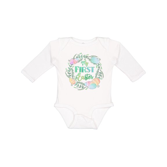 Inktastic My First Easter Pastel Colored Wreath Boys or Girls Long Sleeve Baby Bodysuit