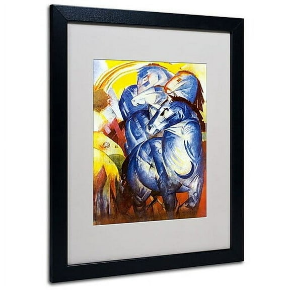 "A Tower of Blue Horses, 1913" Matted Framed Art by Franz Marc, Black Frame