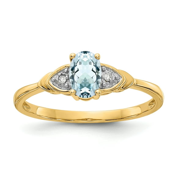 Primal Gold 14 Karat Yellow Gold Aquamarine and Diamond Ring