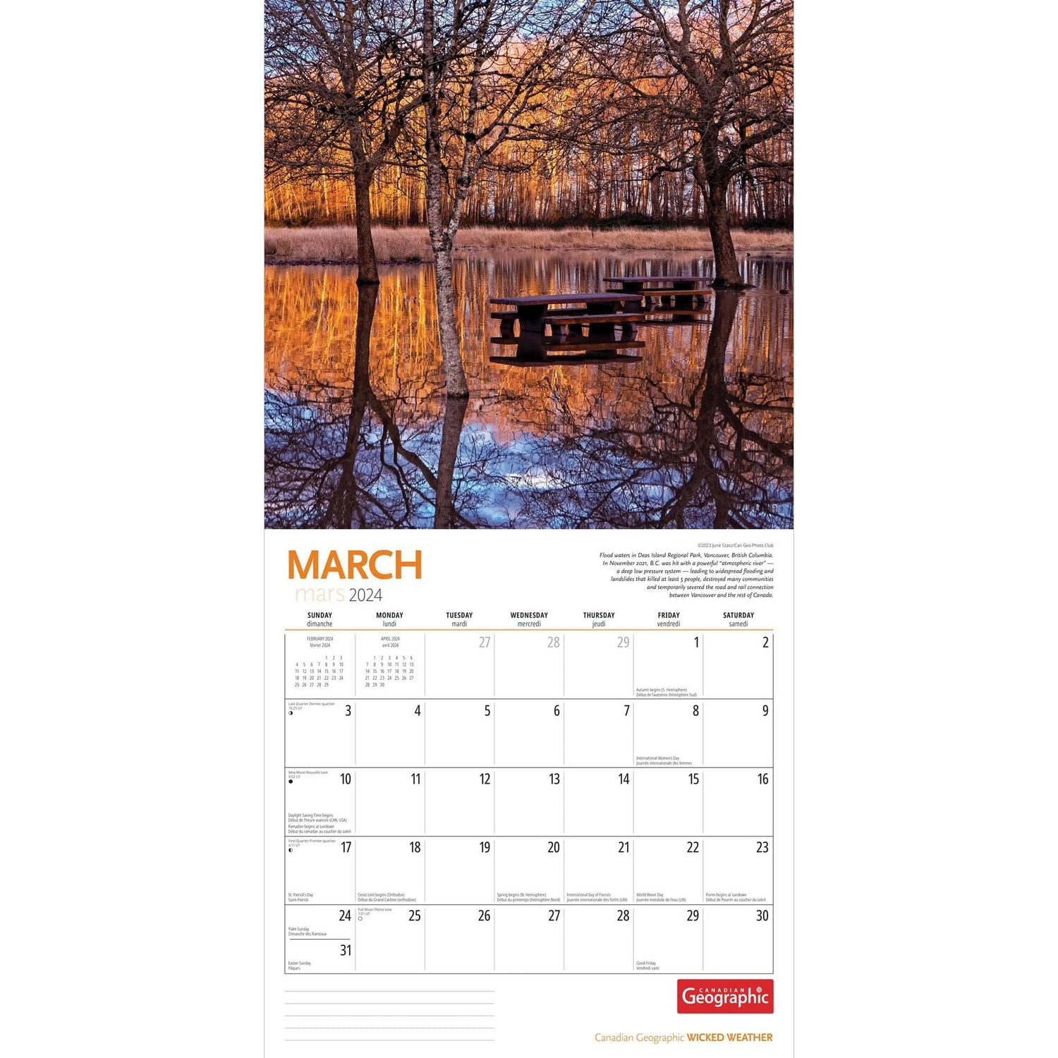 Wyman Publishing Canadian Geographic Wicked Weather 2024 12x24 Inch Square Wall Calendar, 9781525611438