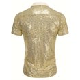 thumbnail image 5 of Mens Shirts Casual Carnival Disco Glitter Short Sleeve Lapel Top Party Dance Club Night Out Comfortable Shirt for Men Gold XXL, 5 of 8
