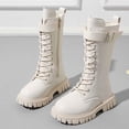 thumbnail image 6 of WAVSUF Girls Mid Calf Platform Boots Round Toe Wide Width Anti Slip Winter Warm Chunky Boots White 3 Big Kids, 6 of 10