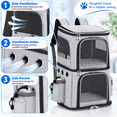 thumbnail image 5 of ManyFun Double Cat Backpack Carrier with Wheels Pet Carrier for Cat Small Dog Traveling Picnic Grey, 5 of 10