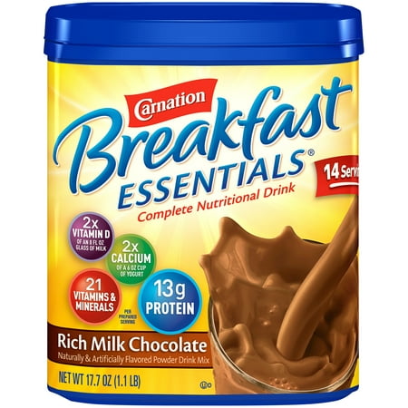 (2 pack) Carnation Breakfast Essentials Powder Drink Mix, Rich Milk Chocolate, 17.7 oz.