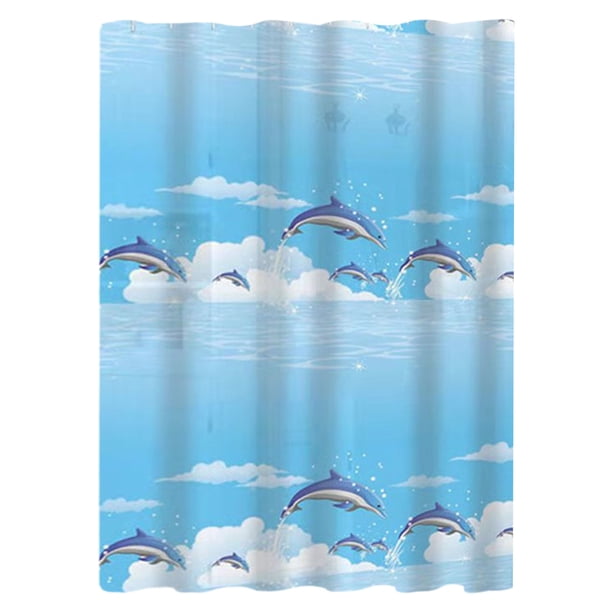 Cortina de ducha impermeable con temática oceánica, 80 x 180 cm, cortina de plástico para colgar en la ventana con ganchos, resistente al moho, fácil de limpiar, decoración de baño, instalación sin t