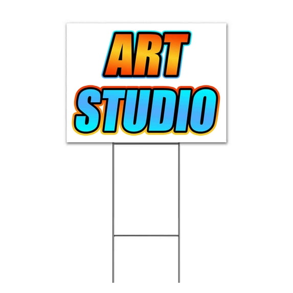 Art Studio (18" x 24") Yard Sign, Includes Metal Step Stake