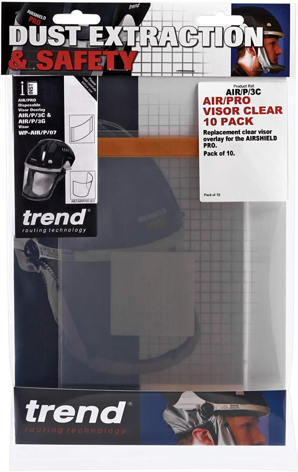Pack of Ten Trend AIR/P/3C Clear Replacement Visor Overlay