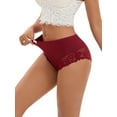 thumbnail image 4 of INSPIRE CHIC Women's Lace Trim High Waist Briefs Full-Coverage Lace Back Underwear Panties M Wine Red, 4 of 4
