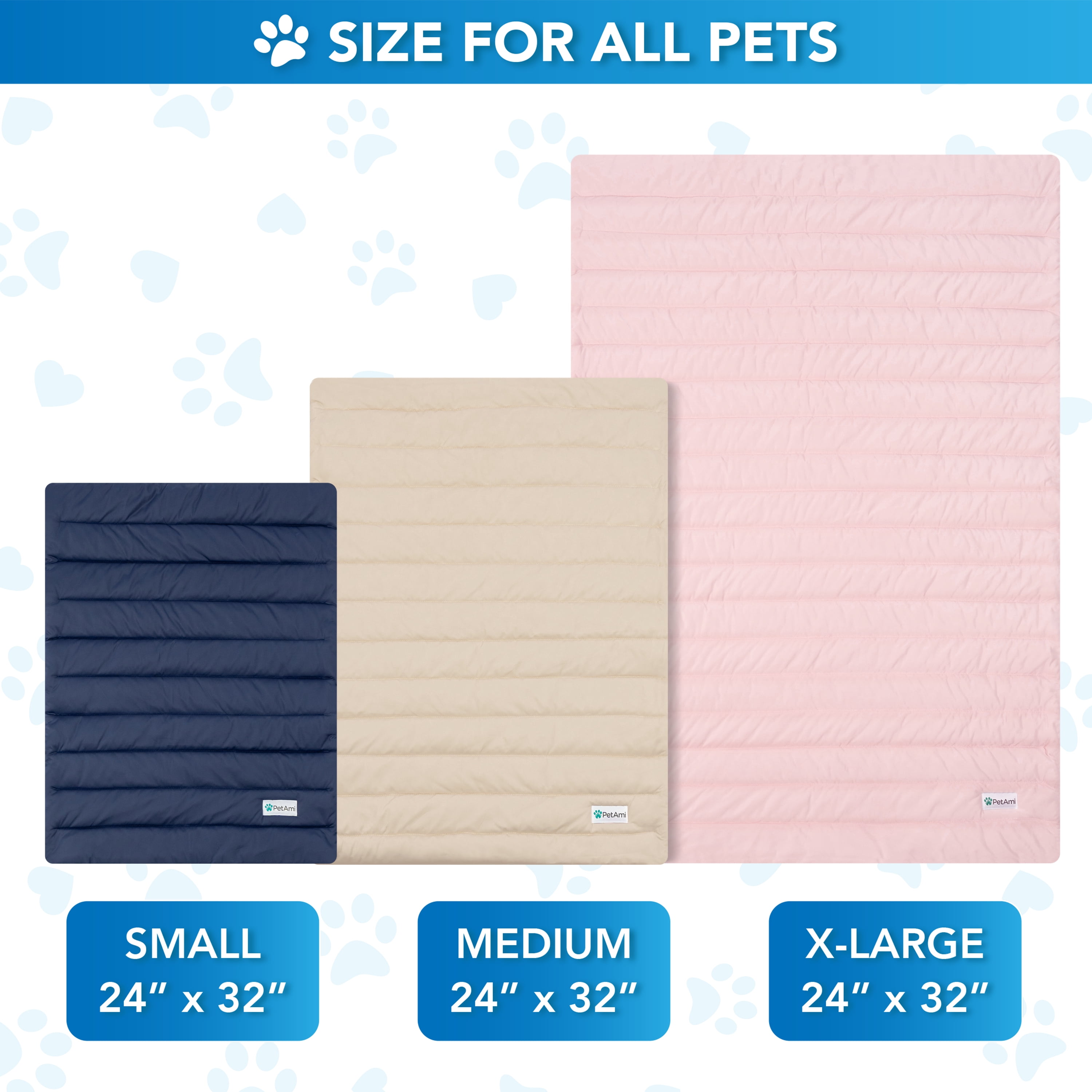 PetAmi Dog Cooling Mat, Q-Max Pet Cooling Blanket with Thick Cushioning, Self Cooling Pad for Dogs & Cats,  Reversible Summer Mat for Crate, Couch, Kennel, Taupe/Beige, Medium (29x40)