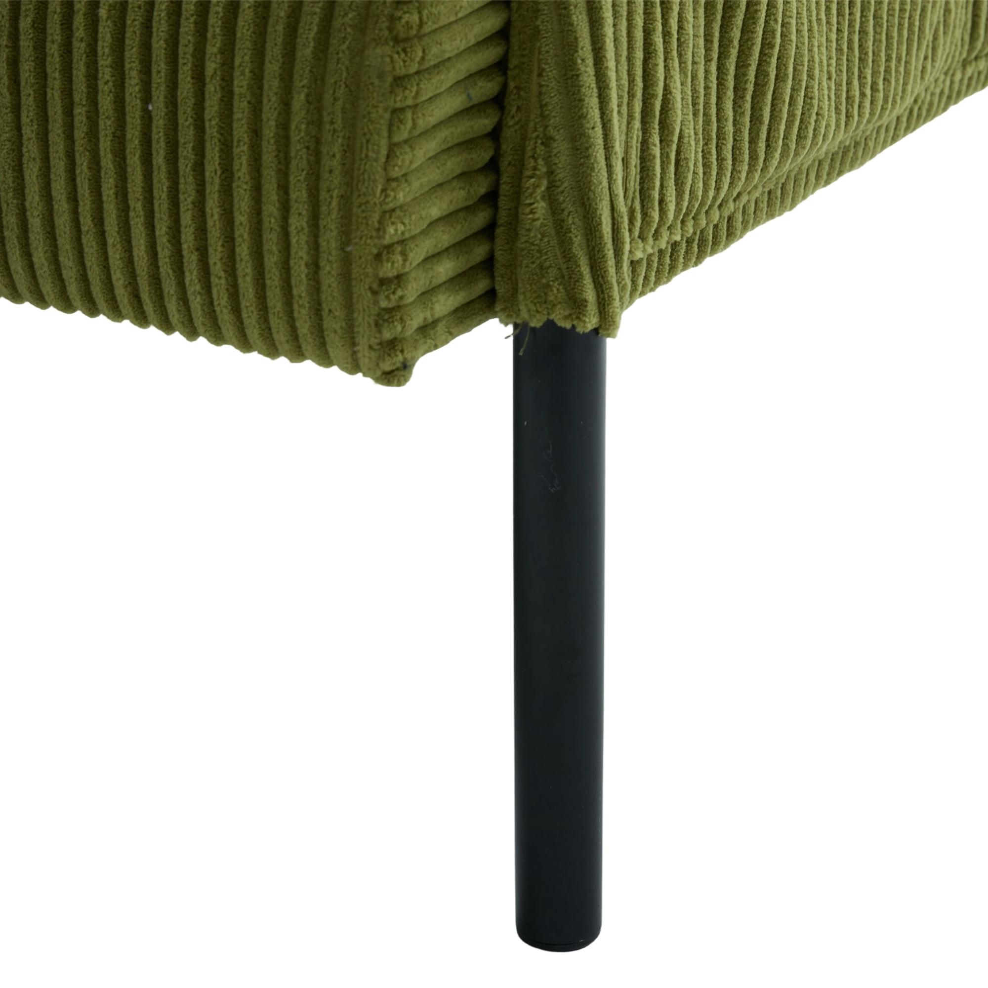 Loveseat, Small Sofa, Couch, Oversized Corduroy 2-Seater Sofa with Side Storage Pockets and Sturdy Metal Legs for Apartment, Dorm or Living Room, Olive Green