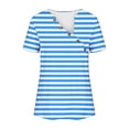 thumbnail image 4 of ZQGJB Casual Button V Neck Striped T-Shirts for Women Trendy Oversized Summer Short Sleeve Graphic Tunic Blouse Loose Comfy Pullover Tops Light Blue XXXXL, 4 of 5