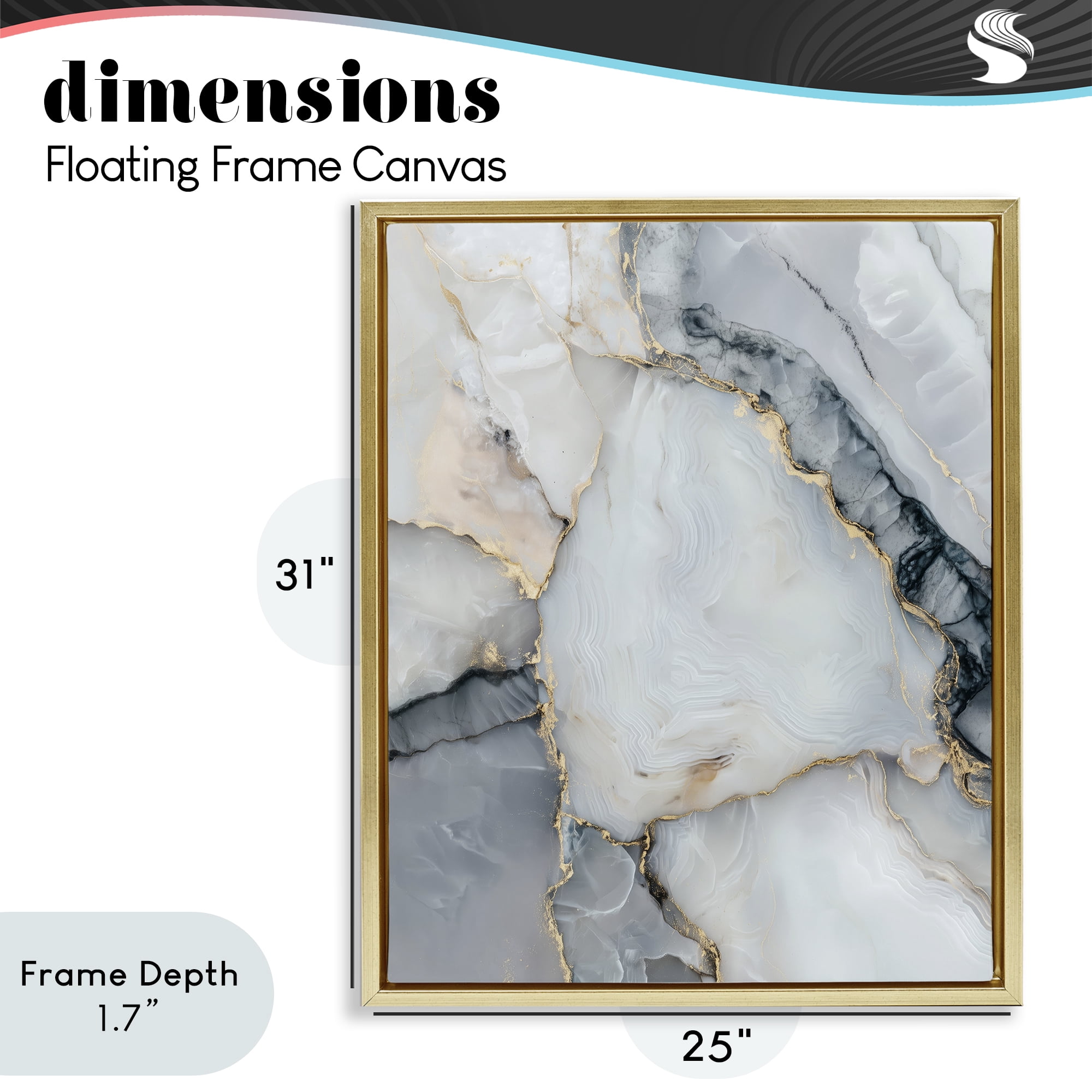 Stupell Industries Luxe Stone Geode Gold Framed Floater Canvas Wall Art, design by Svetlana Aleynikova