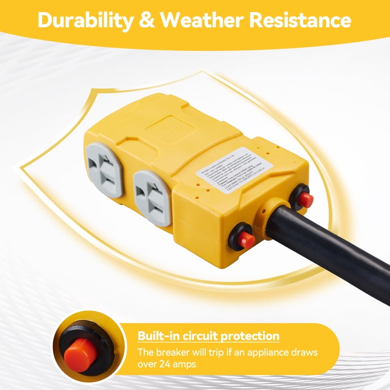 RVGUARD 50 Amp to 110V Adapter Cord, NEMA 14-50P to 3X 5-20R Househo RVGUARD 50 Amp to 110V Adapter Cord, NEMA 14-50P to 3X 5-20R Househo