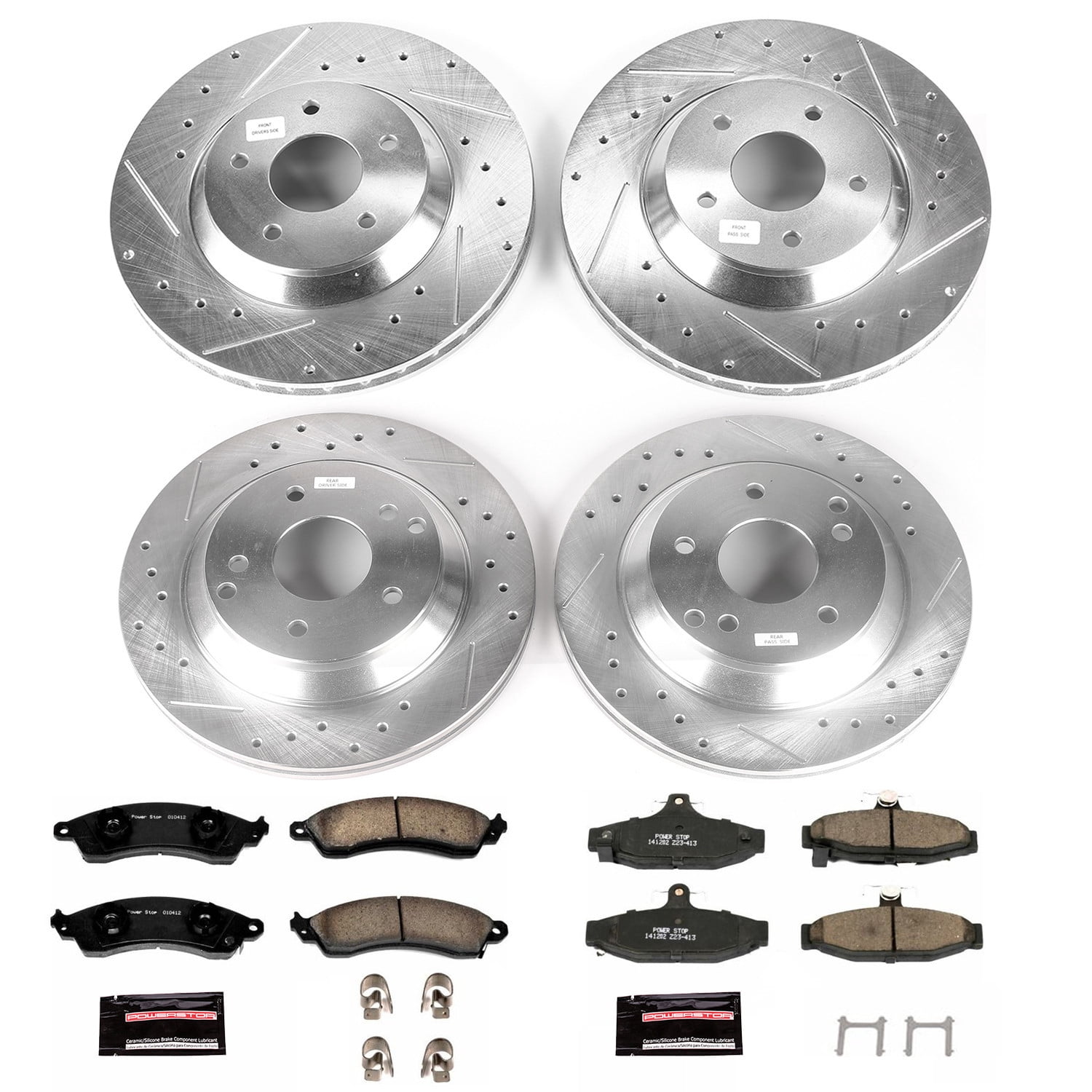 PowerStop Front and Rear Z23 Evolution Sport Carbon-Fiber Ceramic Brake Pad and Drilled & Slotted Rotor Kit Fits: CHEVROLET Select Models K1528
