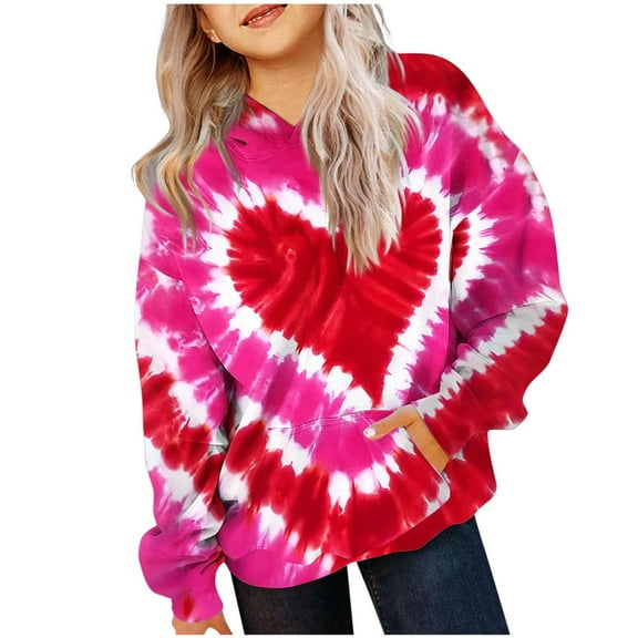 Bnwani Toddler Hoodies Girls Long Sleeve Pockets Short Sweatshirt Valentine'S Day Hearts Graphic Printed Tops Pullover