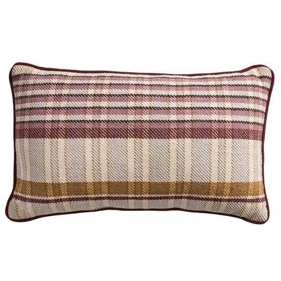 Better Homes & Gardens 14x24 Menswear Plaid Decorative Pillow with Dark Piping Trim