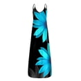 thumbnail image 2 of CHUANK Femmes Boho Maxi Robe Grande Taille Cravate-Dy Gradient Jupe Longue Robe Décontractée O-Cou Été Creux Manches Maxi Longue Robe Uni Imprimé Plage Longue Robe Bleu, 2 of 5