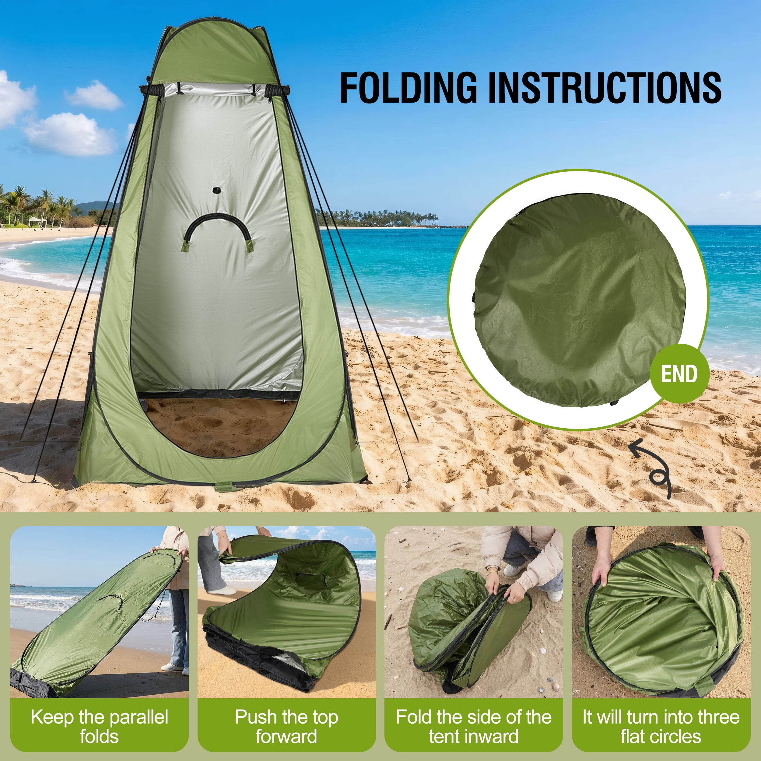 RELOIVE Shower Tent,Pop Up Changing Tent,Portable Camping Privacy Tent,Toilet Tent with Carry Bag for Beach, Camping, Hiking,Military,Green
