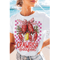 thumbnail image 3 of Women's White Checkerboard Crawfish Season Bow Crewneck T-Shirt - [ZhiHiMeRi] | (US 20-22)2XL, 3 of 6