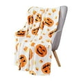 thumbnail image 3 of Serafina Home Halloween Throw Blanket: Plush Soft Velour with Smiling Jack O Lantern Pumpkins with Candy Corns, 3 of 7