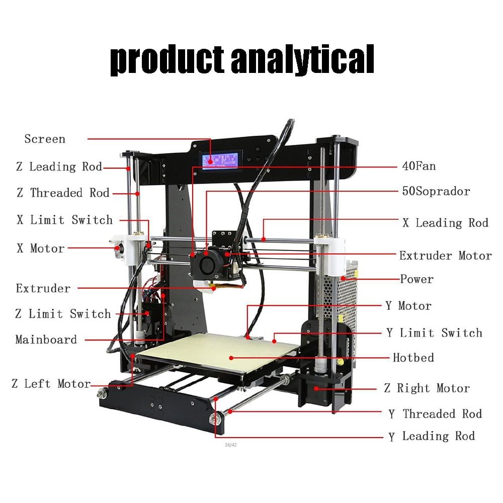 Upgraded Anet A8 DIY 3D Printer MK8 Extruder Nozzle Acrylic Frame+8GB SD Card US