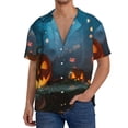 thumbnail image 3 of Gaeub Spooky Halloween Men's Lapel Short Sleeve Shirt, Relaxed Fit Shirt, Soft and Breathable for Outdoors Party Travel - Large, 3 of 7
