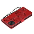 thumbnail image 6 of Nalacover For iPhone 15 Case,Slim Embossed Butterfly PU Leather and Soft Inner TPU Flip Kickstand Magnetic Closure Card Slots Wallet Shockproof Cover with Wrist Strap,Red, 6 of 9