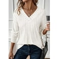 thumbnail image 3 of PRETTYGARDEN Fall Fashion Long Sleeve Shirts for Women Ribbed Knit V Neck Dressy Casual Lightweight Sweaters Tunic Tops, 3 of 9