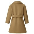 thumbnail image 3 of Huowey Girls Wool Overcoat Solid Color Long Sleeve Dress Coat Button Peacoat Notch Lapel Outerwear With Belt Pockets Winter Thick Warm Jacket ,Coffee,4-5 Years, 3 of 7