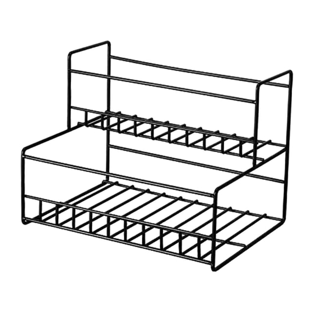 Estante organizador para jarabe de café, accesorios para barra de café, fácil instalación Doble nivel en negrita