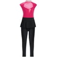 thumbnail image 7 of iiniim Kids Girls Dance Unitards Sleeveless Cutout Mock Neck Rhinestones Sequins Jumpsuit Acrobatics Costume Hot Pink 10, 7 of 7