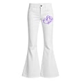 thumbnail image 3 of Girls Uniform Pants Size 10 Flare Pants Flare Pants High Waisted School Uniform Pant Bell Bottom Leggings with Pockets Back To School Clothes White, 3 of 4