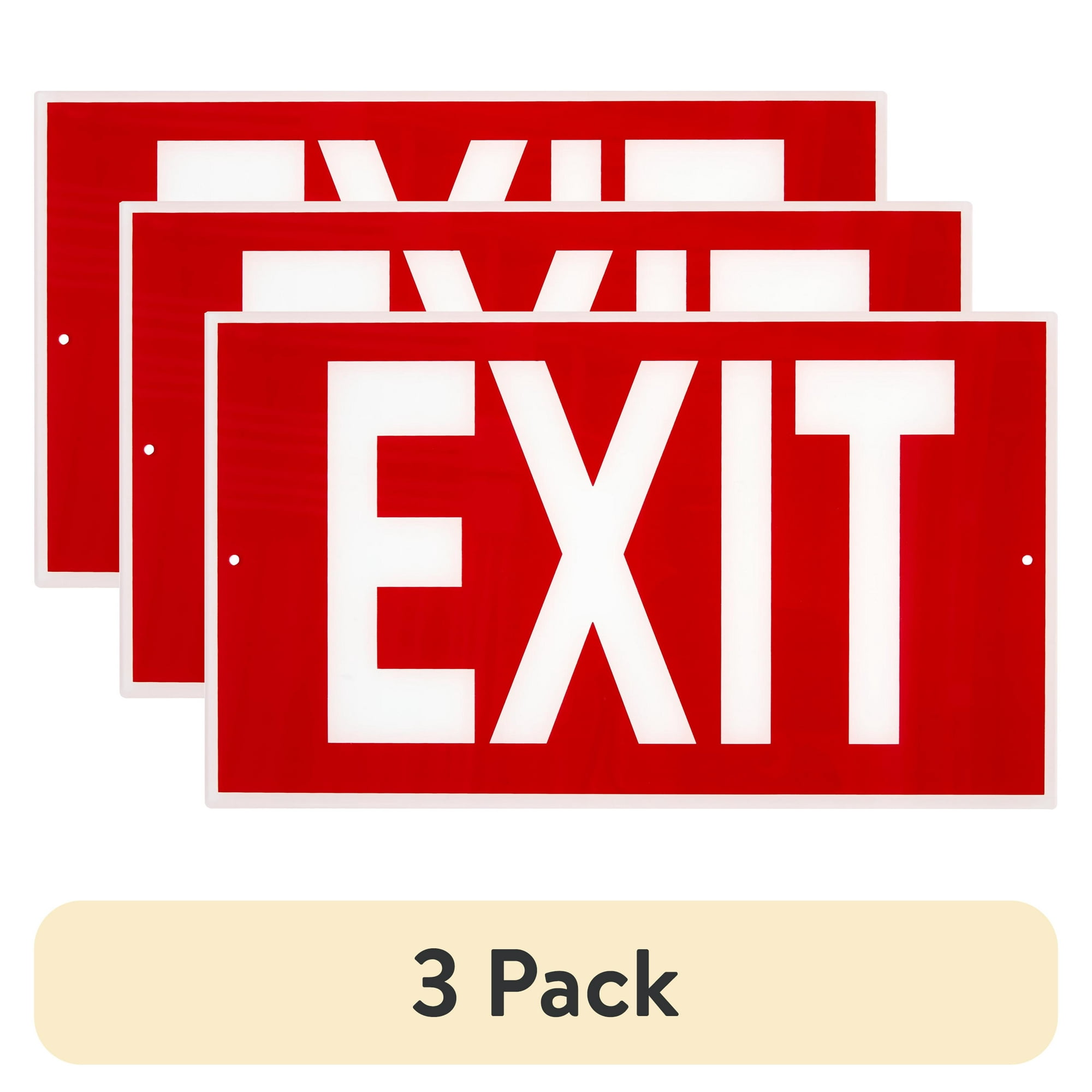(3 pack) Pen+Gear Exit Sign, 7 in x 12 in, Acrylic, Red with White Text