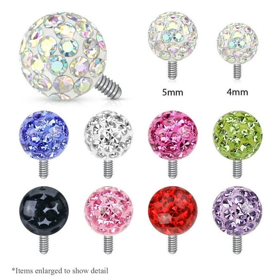 Clear Epoxy Covered Ferido Ball 316L Surgical Steel Dermal Anchor Tops