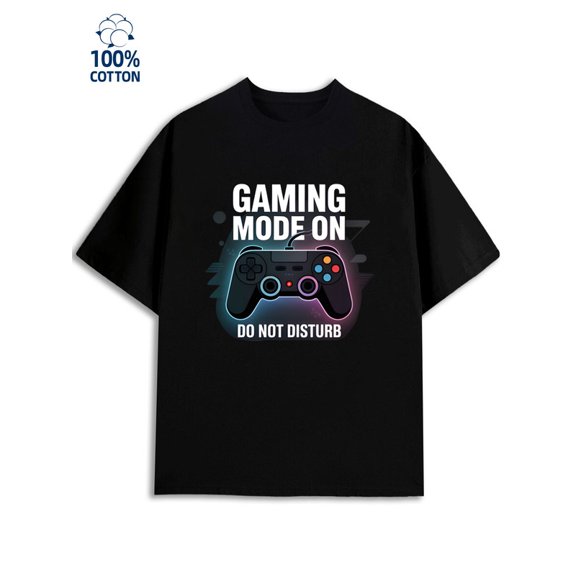 Gamer Mode On men's 180G 100% Cotton black Funny Unisex Shirt Short Sleeve tshirts Basic Unisex Shirt Printed tshirts Basic Unisex Shirt Crewneck tshirts Retro Unisex Shirt Graphic Tee tshirts