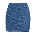 thumbnail image 5 of YMNXA Womens Skirt High Waist Solid Color Pleated Hem Stylish Comfortable Mini Skirt For Party Blue L, 5 of 5