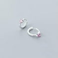 thumbnail image 6 of K-KED 925 Sterling Silver Pink/Clear Heart Crystal Hoop Sleeper Earrings-Clear, 6 of 6