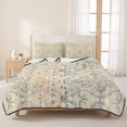 thumbnail image 3 of Full Quilt Set 78''x90'', Bohemian Floral Lightweight Summer Bedspread Coverlet Set with 2 Pillow Shams, Vintage Gradient European Line Breathable All Season Quilt Bedding for Bedroom/Guest Room, 3 of 9