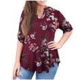 thumbnail image 2 of LEEYNEER Women‘s Printed T-shirt Mid-length 3/4 Sleeves Plus Size Tops V-Neck Casual Tee Blouses Long Sleeve Shirts for Women Black S, 2 of 6