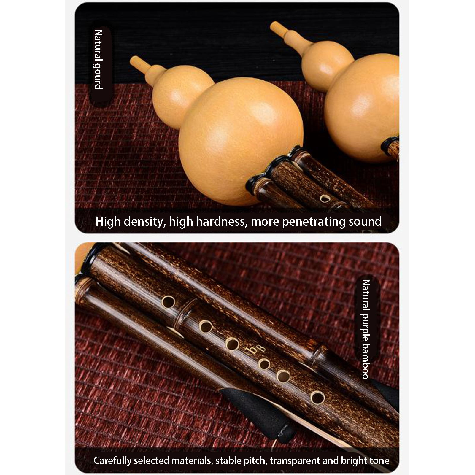 Traditional Chinese Hulusi Flute, Cucurbit Gourd, Handicraft Hulusi Ethnic Musical Instrument with Case for Beginners Music Lovers, Wind Instrument