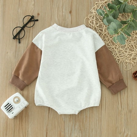

Gubotare Baby Winter Romper Toddler Baby Girl Boy Outfit Pumpkin Sweatshirt Oversized Onesie Bubble Romper Sweater Clothes Gray 6-12 Months