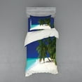 thumbnail image 2 of Ambesonne Tropical Bedding Set 4 Pcs, Untouched Coastline, Queen, Navy Blue White, 2 of 3
